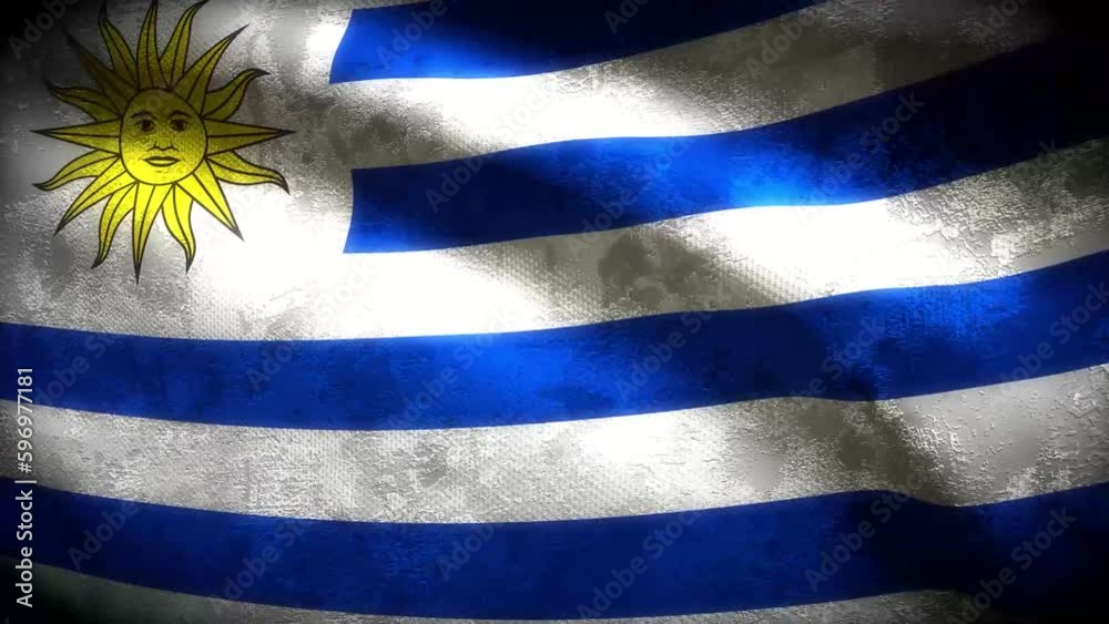 Uruguay grungy flag loop