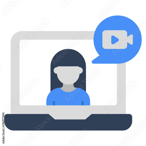 A flat design icon of video chat