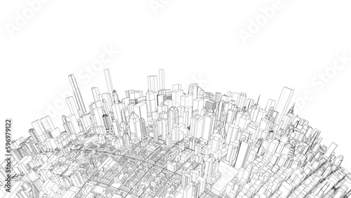 3d city sphere. Vector rendering of 3d