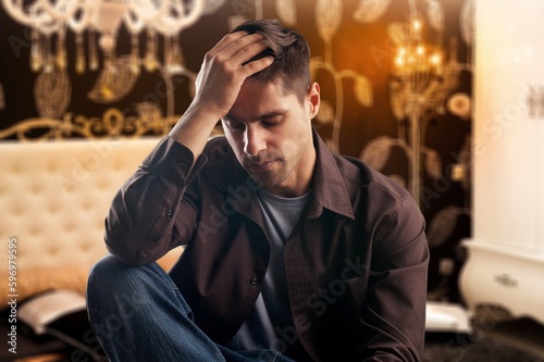 Portrait of Emotional young Man Stressed, Having Problems,