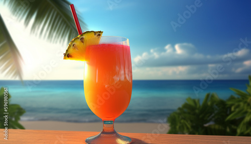 Get a Taste of the Tropics with Bellini's Summer Cocktail, Product Photo Mockup, Illustartion, HD Photorealistic - Generative AI