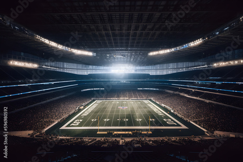American football stadium in a super bowl game in the grand arena Generative AI. 