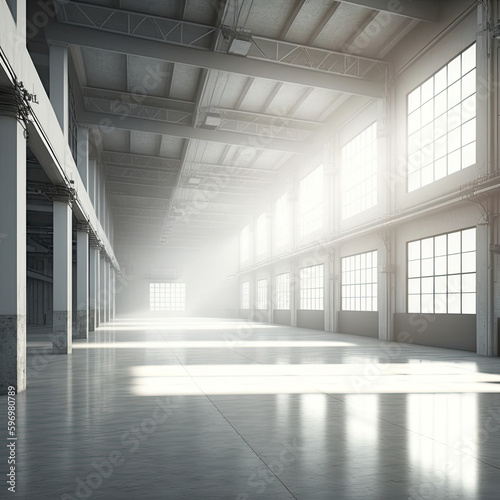 Beautiful clean modern empty warehouse interior.