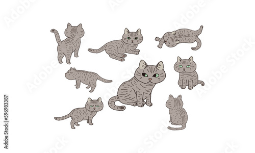 かわいいキジ猫の手描きイラスト