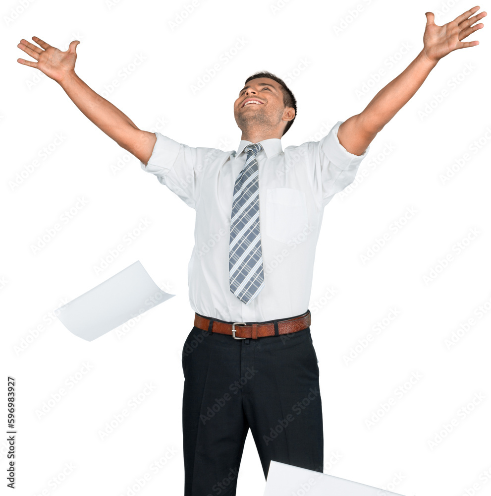 Portrait of a Businessman Throwing Papers Portrait of a Businessman Throwing Papers