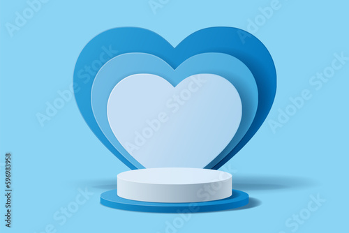 Father's day background, Blue abstract 3D scene for mockup product presentation