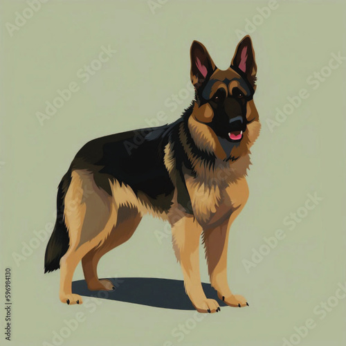 German Shepherd Standing Full Body View