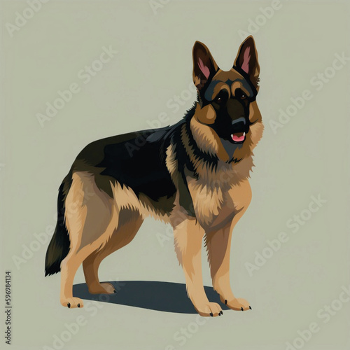 German Shepherd Standing Full Body View