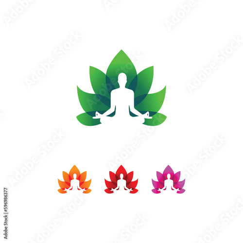Set Of Colorful Yoga Logo Design.