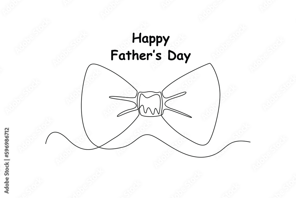 Fototapeta premium Continuous one line drawing of butterfly ribbon. Happy father's day concept. Single line draw design vector graphic illustration.