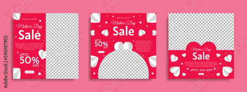 Mother's Day social media post collection template design