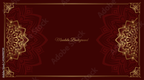 red luxury background, with gold mandala ornament