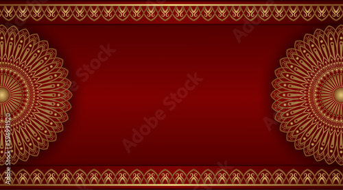 red luxury background, with gold mandala ornament