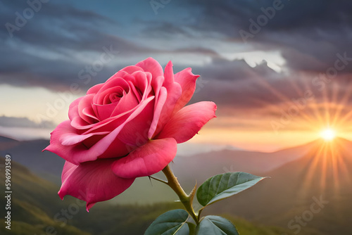pink rose in the sky