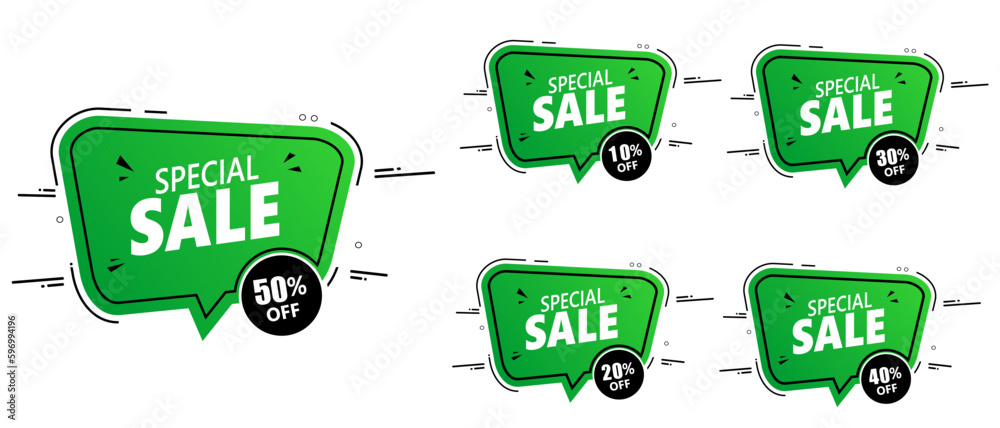 Special offer badge percent set. Sale coupon bubble icon. Modern concept design green color transparent background. 50% 10% 20% 30% 40% . Vector Special offer badge percent set. Sale coupon bubble icon. Modern concept design green color transparent background. 50% 10% 20% 30% 40% . Vector