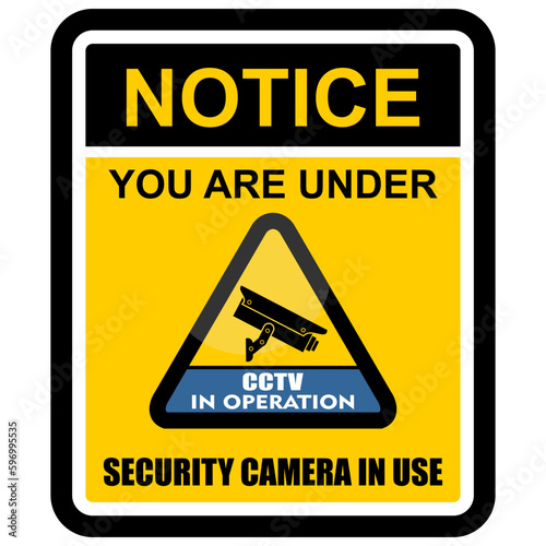 Notice, cctv in operation, sticker and label vector