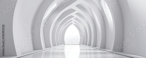 Abstract simple futuristic white Architecture arch Background, AI generated