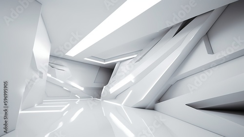 Abstract simple futuristic white Architecture Background, AI generated © 016Graphics