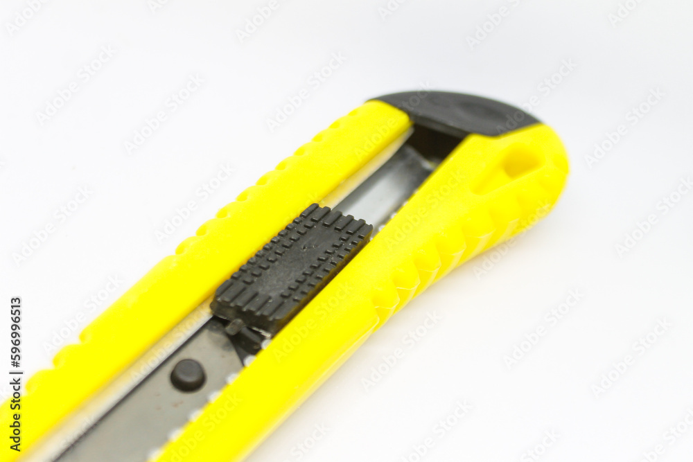 yellow big cutter isolated object on white background yellow big cutter isolated object on white background