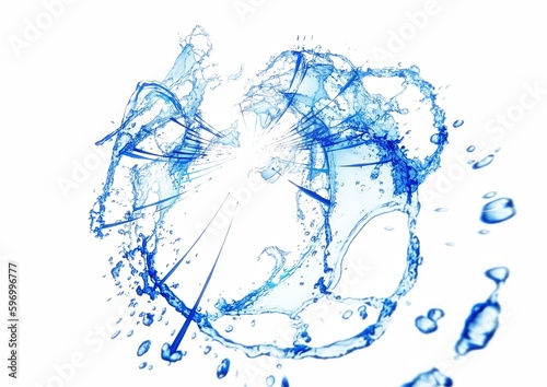 抽象的な青い水しぶきと白背景