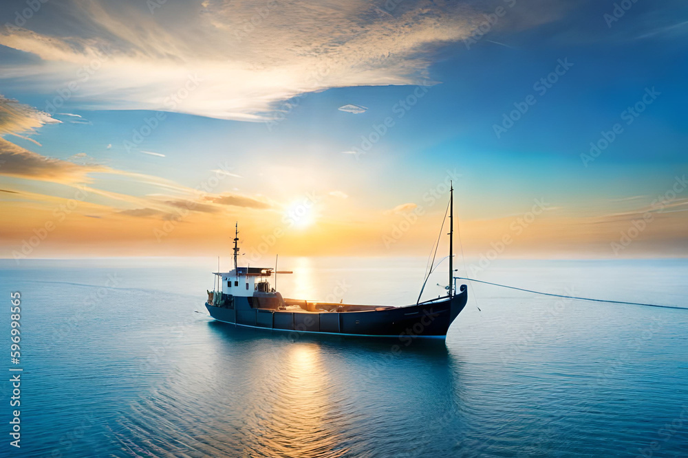 boat at sunset