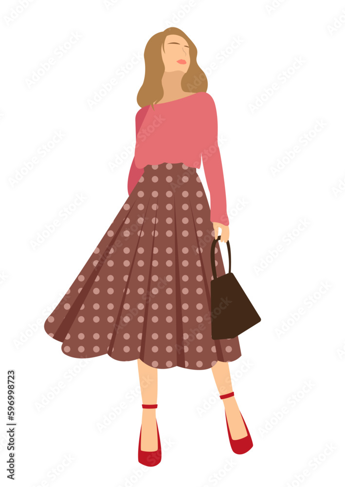 vector flat illustration with cute fashion woman vector flat illustration with cute fashion woman