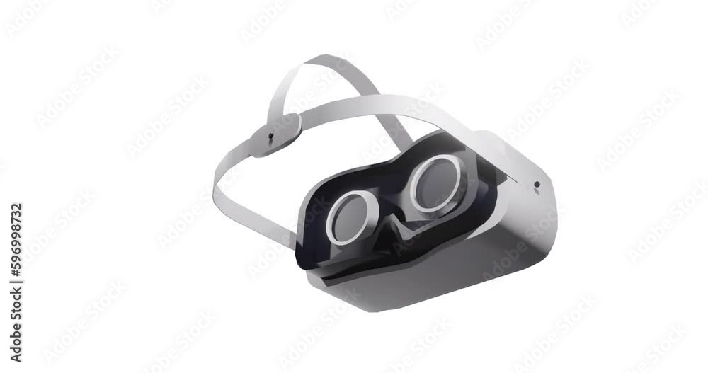 Animation of vr headset spinning over white background Animation of vr headset spinning over white background