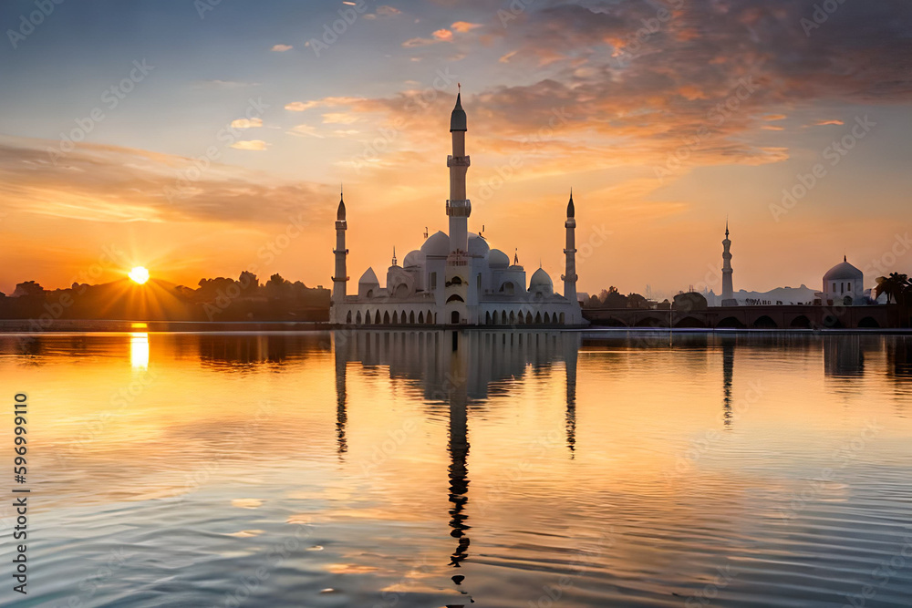 sunset at the mosque