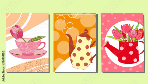 flowers and herbs vector poster. Vector illustration.