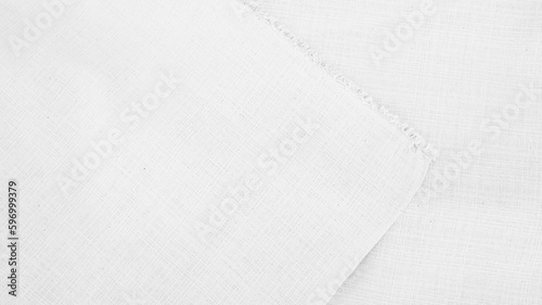 Fabric backdrop White linen canvas crumpled natural cotton fabric Natural handmade linen top view background Organic Eco textiles White Fabric linen texture