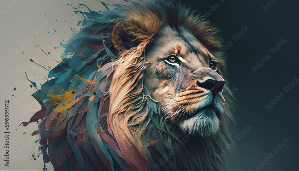 Lion animal abstract wallpaper. Soft background panthera in Pastel colors generative ai