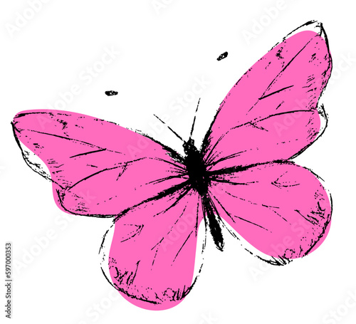 Różowy motyl grafika ilustracja