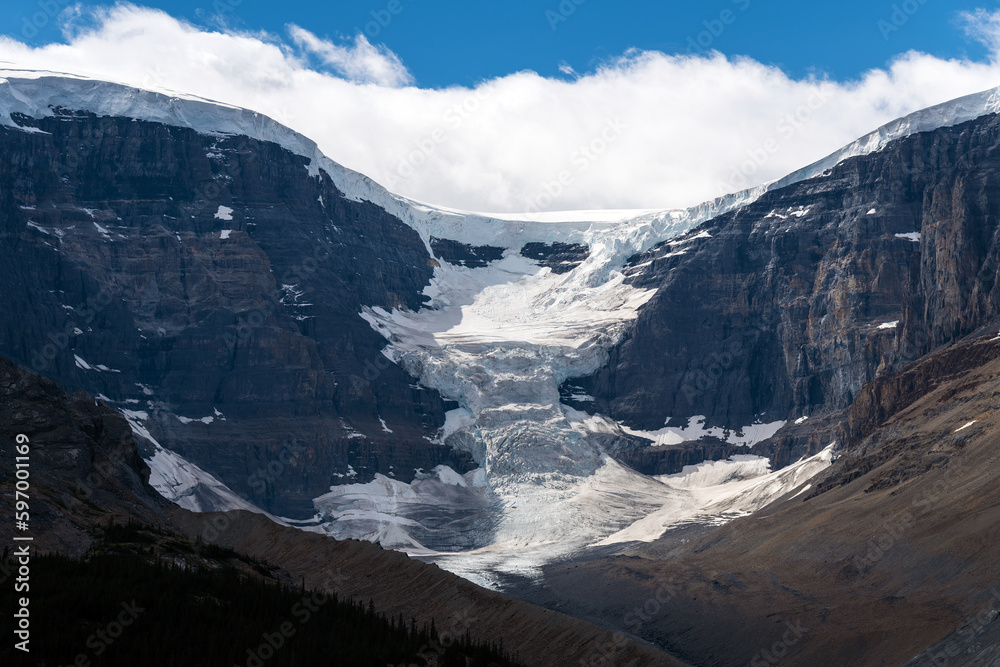 Snow Dome Mountain and Dome Glacier with Columbia Icefield by the Icefields Parkway, Jasper and Banff national park, British Columbia, Canada.