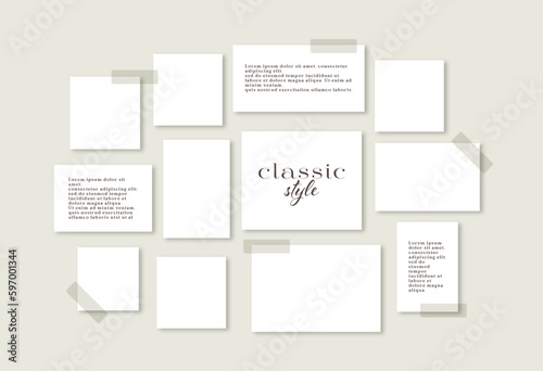 Vector photo collage template moodboard pictures grids vector illustration