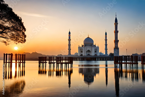 sunset in the mosque