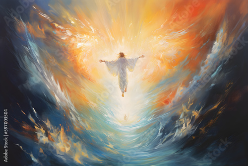 oil painting of god coming back to earth from heaven, impressionism, bible concept
Generative AI. 