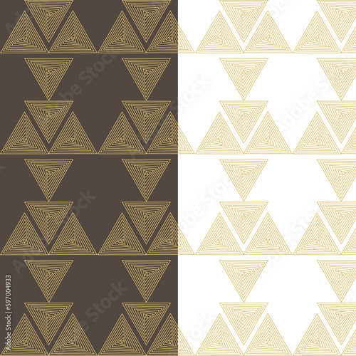 Geometric vector seamless pattern with golden color texture triangles for any background. Modern wallpaper, background graphic element
