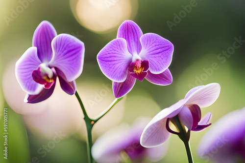 purple orchid on green