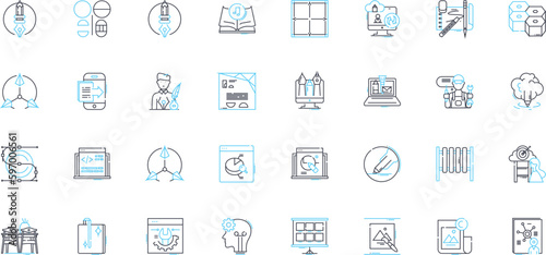Crafting linear icons set. Knitting, Sewing, Crochet, Scrapbooking, Embroidery, Quilting, Origami line vector and concept signs. Weaving,Pottery,Candlemaking outline illustrations Generative AI