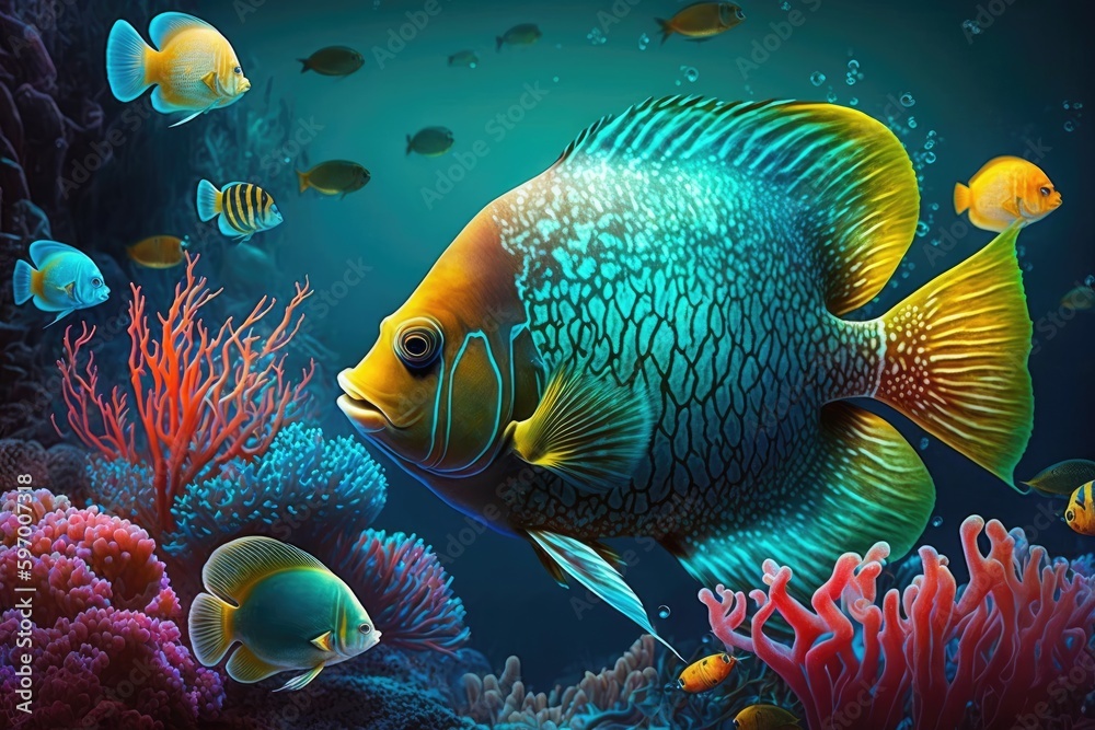 Naklejka premium fish in aquarium