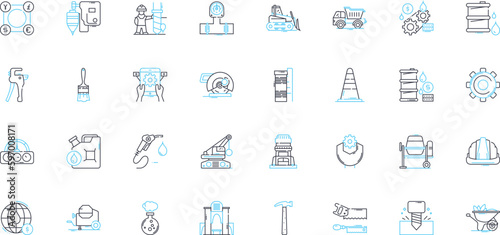 Intelligent design linear icons set. Creationism, Evolution, Science, Religion, Complexity, Teleology, Purpose line vector and concept signs. Moral,Design,Complexity outline Generative AI