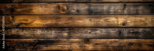 Texture background of wooden boards. Close shot. Large format banner.  Generative AI