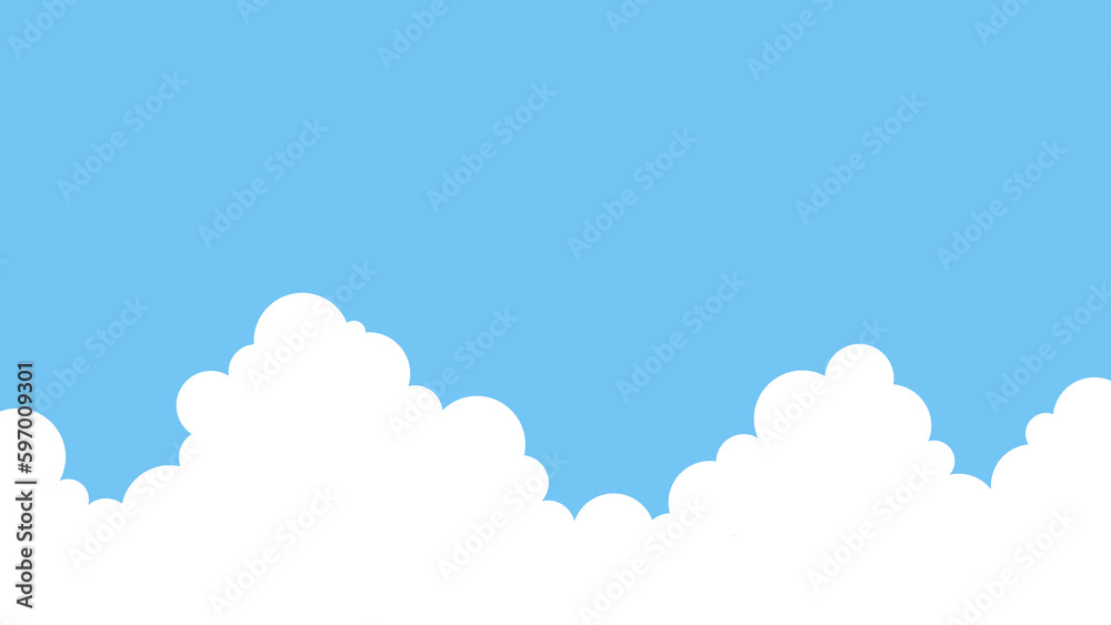 入道雲と青空のシンプルなイラスト背景素材

