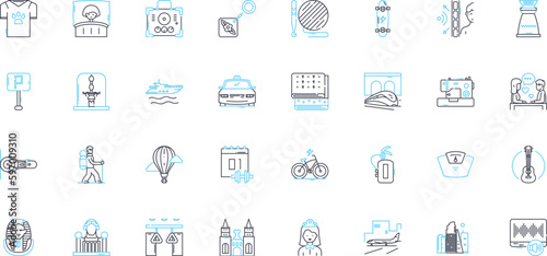 Power Hours linear icons set. Energy, Productivity, Motivation, Focus, Efficiency, Progress, Discipline line vector and concept signs. Achievement,Peak,Flow outline illustrations Generative AI