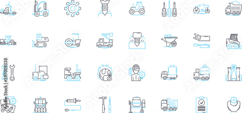 Scientific apparatus linear icons set. Microscope, Centrifuge, Bunsen burner, Spectrophotometer, Pipette, Thermometer, Syringe line vector and concept signs. Petri Generative AI photo