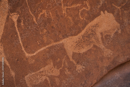 Ancient Lion Carvings of Namibia: A Glimpse into the Rich Cultural Heritage of Africa photo