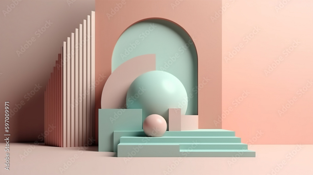 Abstract simple geometric with pastel colour. Generative AI. Abstract simple geometric with pastel colour. Generative AI.