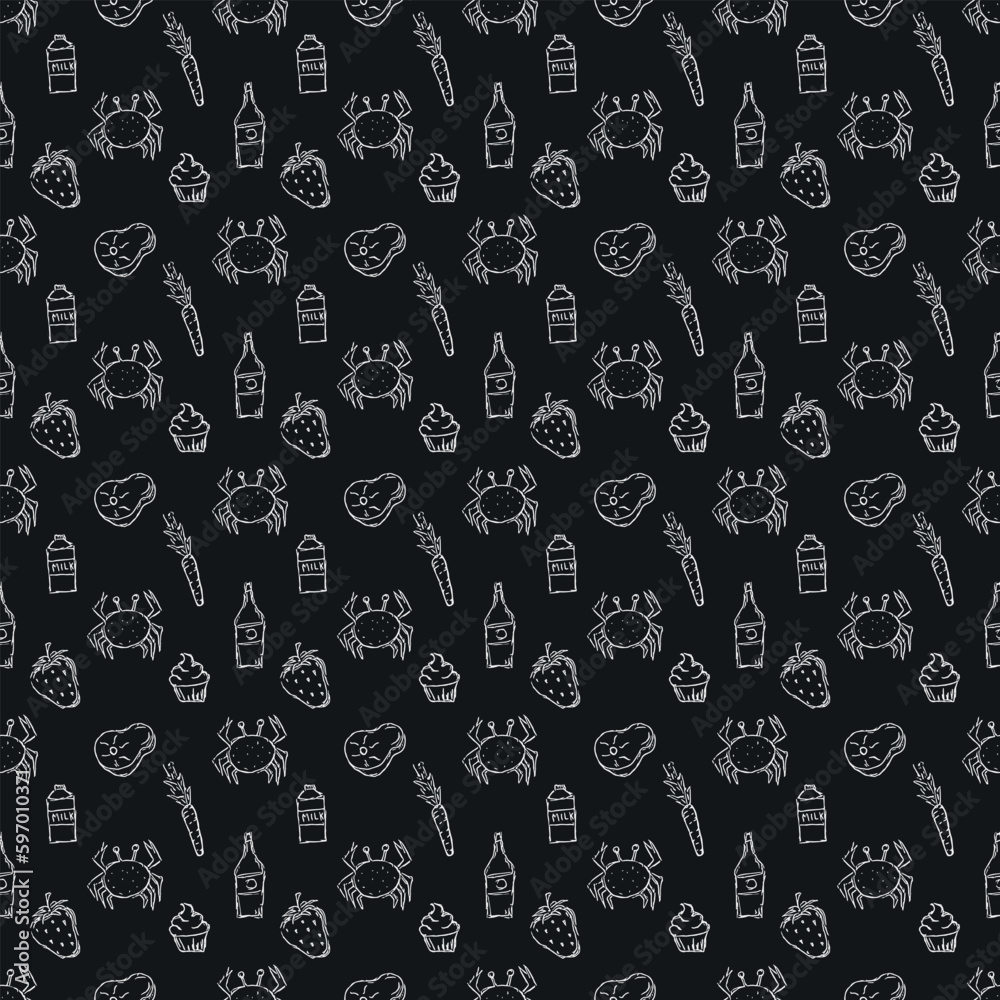 Seamless food background. Drawing food pattern Seamless food background. Drawing food pattern