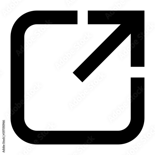 icon open arrow up right black color