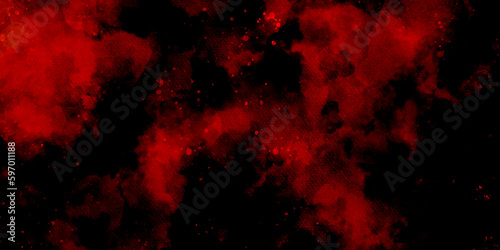 Red wall grunge texture hand painted watercolor horror texture background. red splatter and black watercolor background abstract texture with color splash design. 